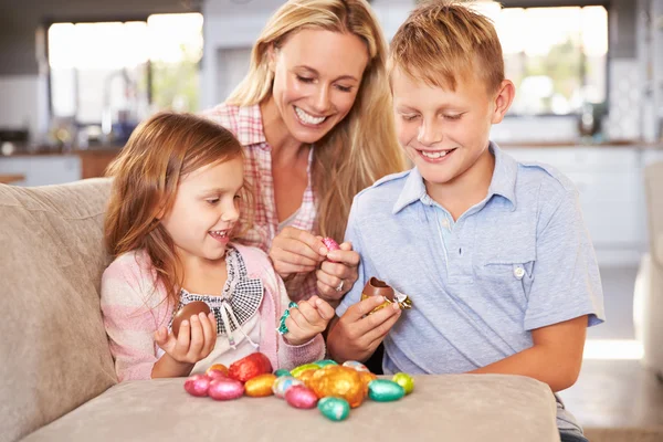 Mother with kids celebrating Easter