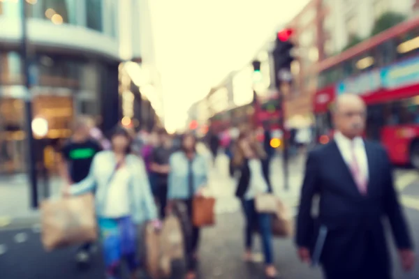 People in bokeh, street of London