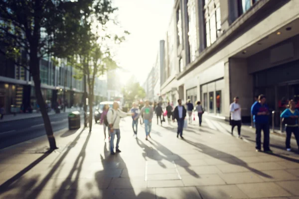 People in bokeh, street of London