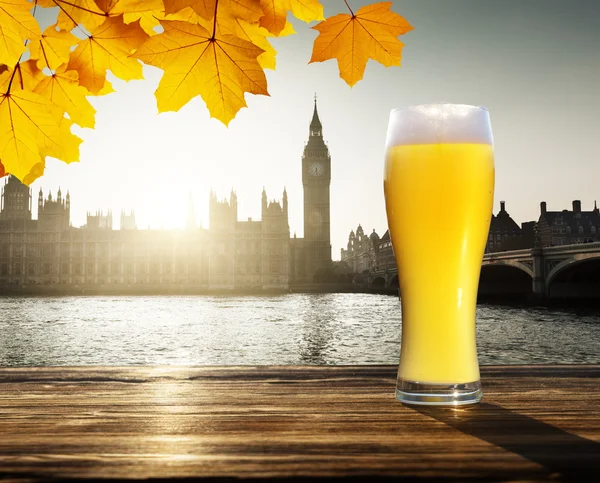 Fresh  unfiltered beer and Westminster, London, UK