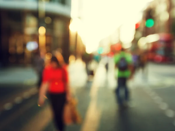 People in bokeh, street of London