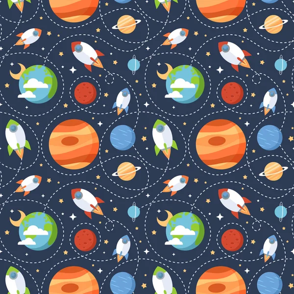 Seamless children cartoon space pattern