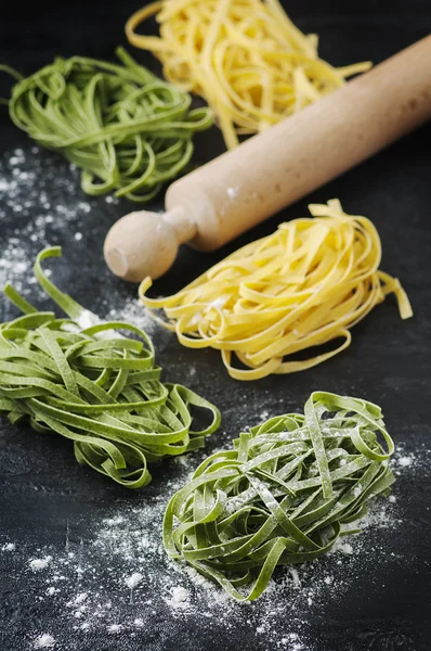 Uncooked green pasta