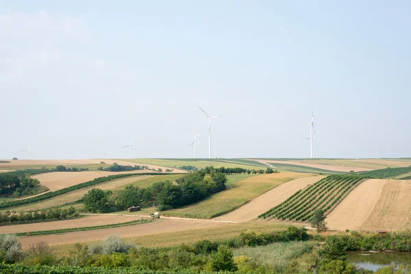 Hills with wind power station