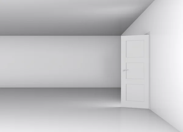 Open white door and blank wall