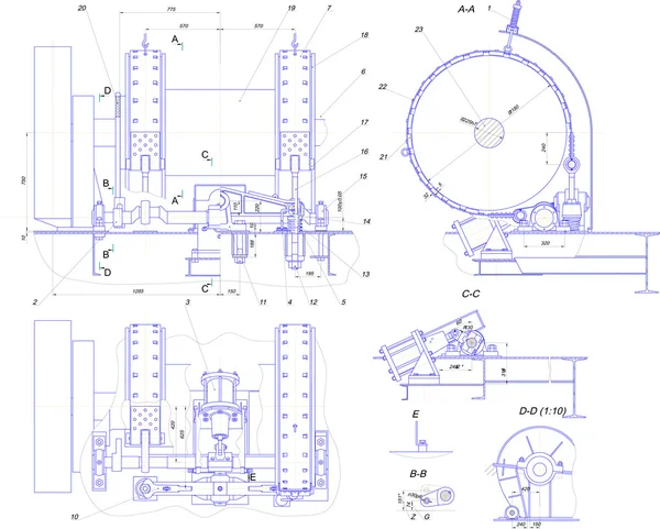 Engineering drawing of industrial equipment