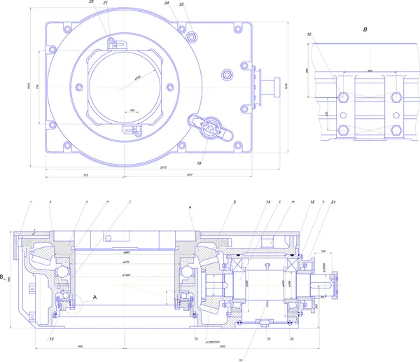 Engineering drawing of industrial equipment