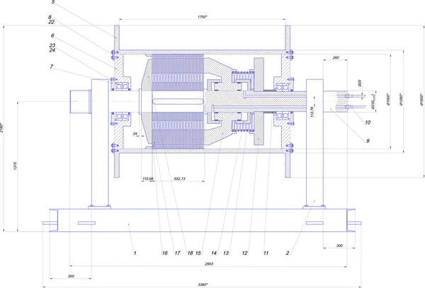 Engineering drawing of industrial equipment