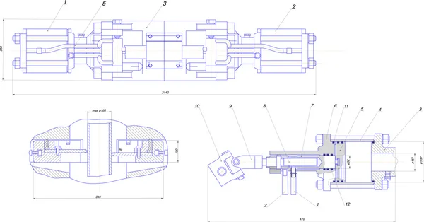 Engineering drawing of industrial equipment