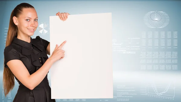 Businesswoman holding empty paper