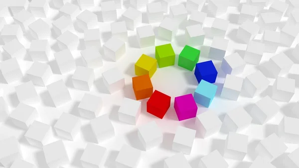 Colorful Cubes in a circle