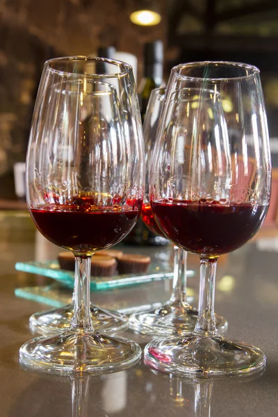 Glasses of ruby port wine