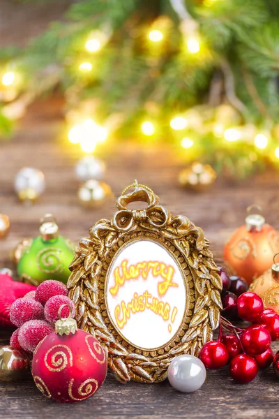 Christmas frame with merry christmas greetings