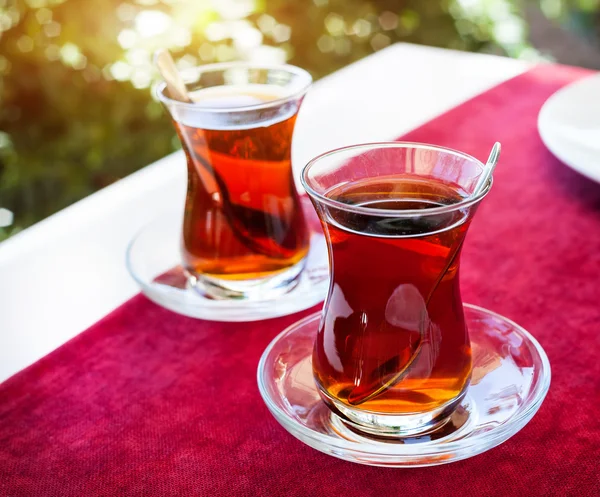 Turkish tea in restaurant