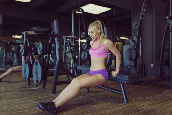 Strong and beautiful athletic woman training in the gym