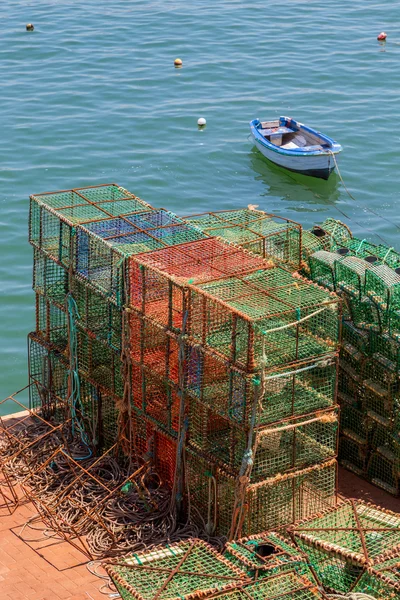 Square green crab traps in marine