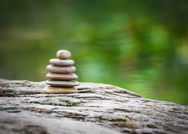 Stack of zen rocks in garden