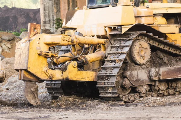 A large bulldozer in construction site