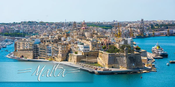 Postcard with Valletta from sea