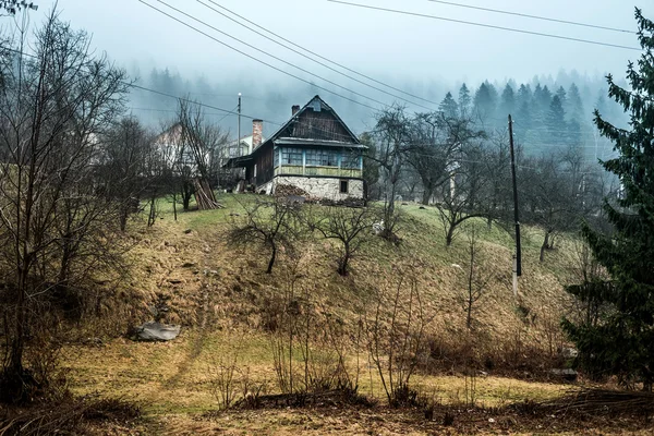 House on hill in Carpathians