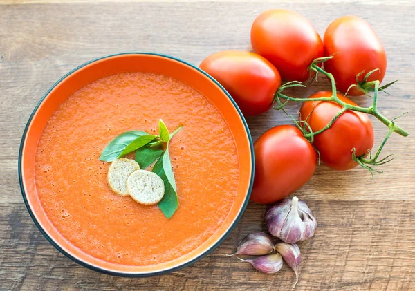 Bowl of tomato soup gaspacho