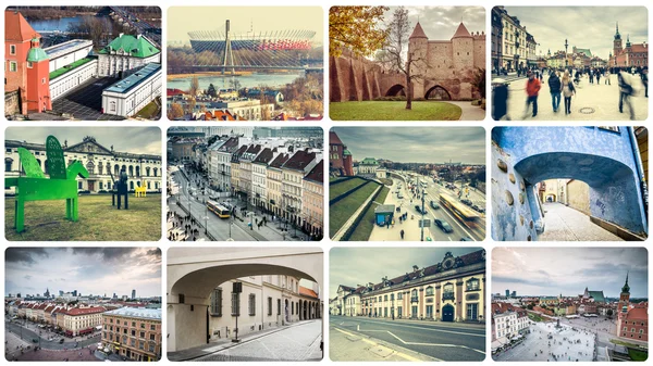Collage of Warsaw attractions