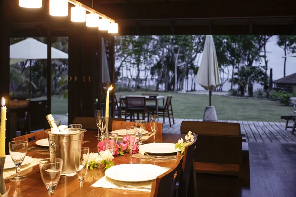 Table set for dinner in a cozy room