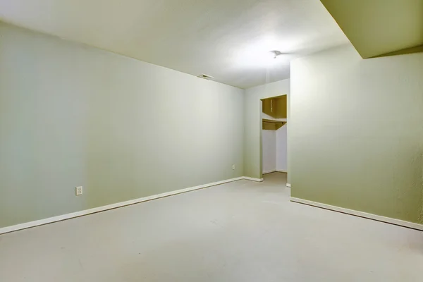 Empty basement room in ivory color with pantry.