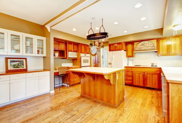 Country American farm house kitchen interior.