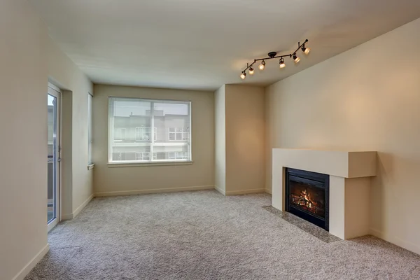 Interior of empty living room with fireplace