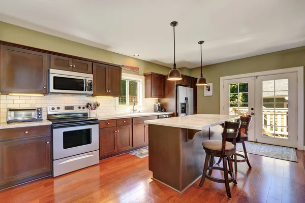 Deep Brown kitchen storage combination and bar counter