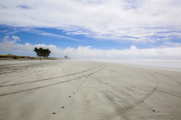 Sandy beach in the morning .Westport of New Zealand.