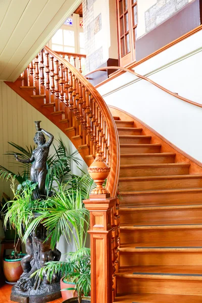 DUNEDIN, NEW ZEALAND - FEBR 10, 2015: gorgeous wooden staircase. Larnach Castle