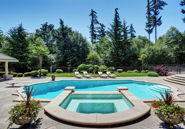 Large swimming pool of American Suburban luxury house