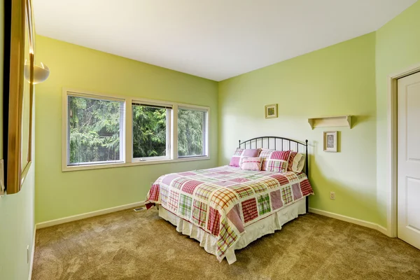 Bright lime bedroom interiror