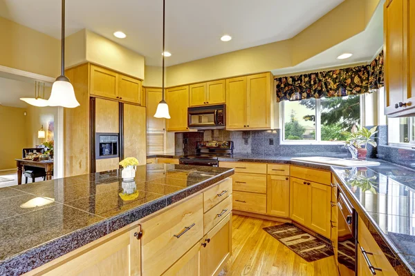 Kitchen with granite tops and trim