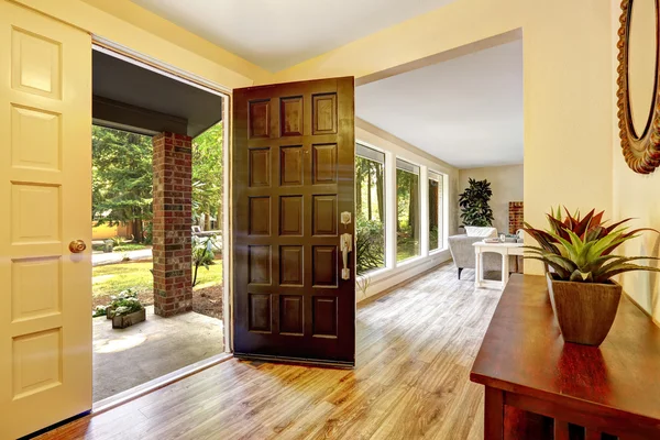 Entrance hallway with open door