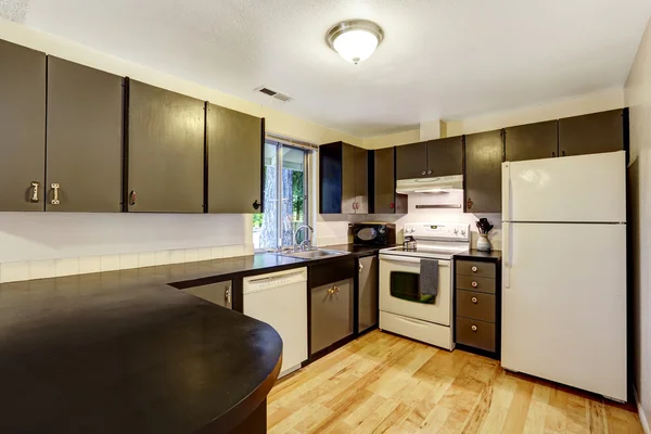 Kitchen room in contrast white and black colors