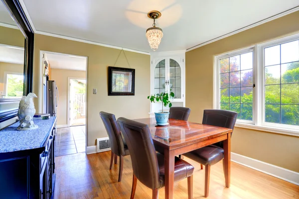 Elegant dining table set  in bright room