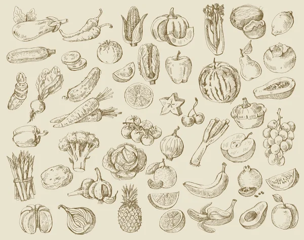 Hand drawn fruit and vegetables