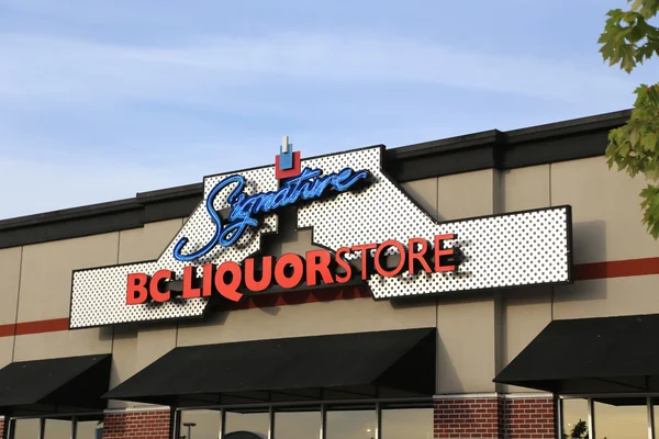 BC liquor store with blue sky background