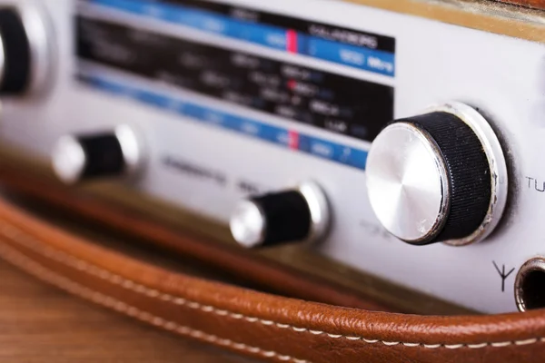 Close up of dials on a retro style radio