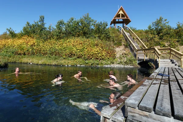 Tourists take a therapeutic (medicinal) baths in hot springs