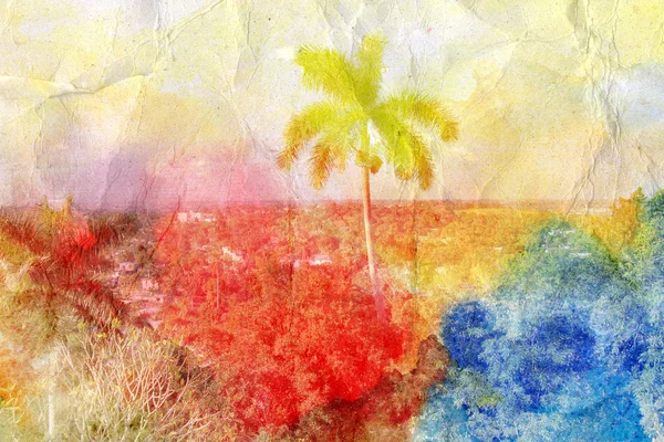 Watercolor retro tropical palms