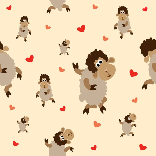 Seamless pattern with funny sheep
