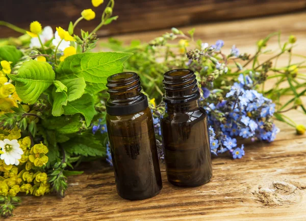 Herbal medicine with plants extracts and essence bottles