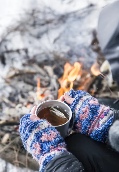 Hot Tea Outdoor near Fire Place