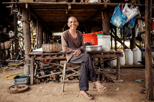 Portrait of an unidentified asian man on Tonle Sap Lake