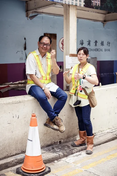 Parking workers during break