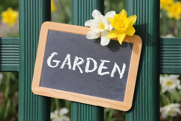 Garden with flowers flower spring sign board